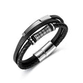 Jewelry European Personalized Men's Stainless Steel Silver Plated Trendy Multi-Layer Charm Bangles Bracelet with Custom Logo