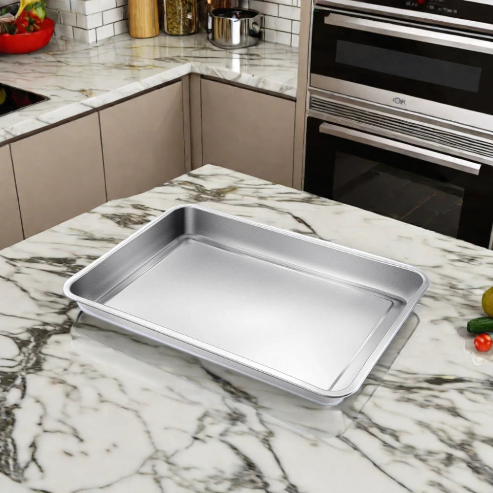 Hot Selling Large Size Rectangle Commercial Flat Bottom Stainless Steel Baking Tray Anticorrosive Hotels Restaurant