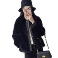 Women's 2021 Winter Eco-Friendly Long Vintage Thickened Warm Fluffy Imitation Mink Tweed Plaid Pattern Poncho Overcoat Faux Fur