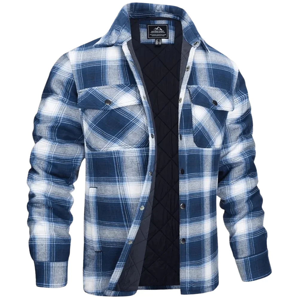 Men Winter Clothes New Stylish Men's Flannel Shirt Plaid Jacket Coat Heavy Lined Flannel Jacket for Winter