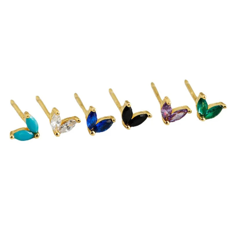Ladies Retro Custom Iced Out Cubic Zirconia Colorful Bezel Setting Flower Design Gold Earring Jewelry