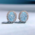Fine Jewelry Sky Blue Cubic Zirconia 6x8 mm Oval Shape 925 Sterling Silver Fashion Jewelry Gift Women Elegant Stud Earrings