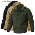 Khaki Polyester Winter Tactical Working Jacket for Men Windproof Outdoor Sports Safari Stand Collar Custom Dyed Airforce Style