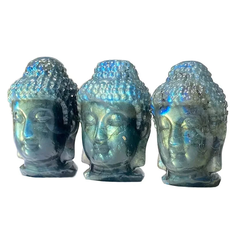 Diy Handwork Natual Crystal Carving Obsidian Carving Obsidian Buddha Head for Home Fengshui