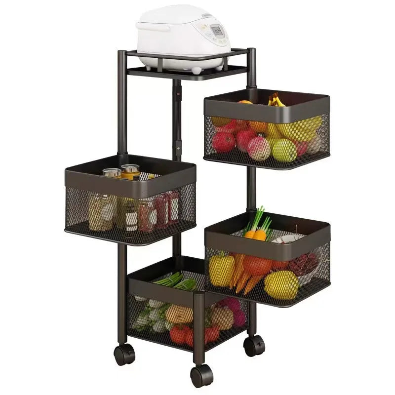 Popular Multi-Function Rotating Fruit Vegetable Seasoning Spice Jar Rotating Rack Kitchen Storage Rack