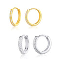 Cubic Zirconia Jewelry 925 Sterling Silver Huggie Earrings 18K Gold Plated Cartilage Hoop Earrings