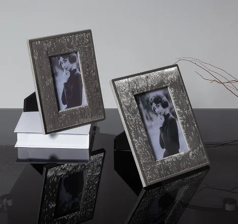 S-1166 Eco-friendly Leather Hand-made Customized Logo Luxury Photo Frame Wall Decor Copper Metal Digital Printing