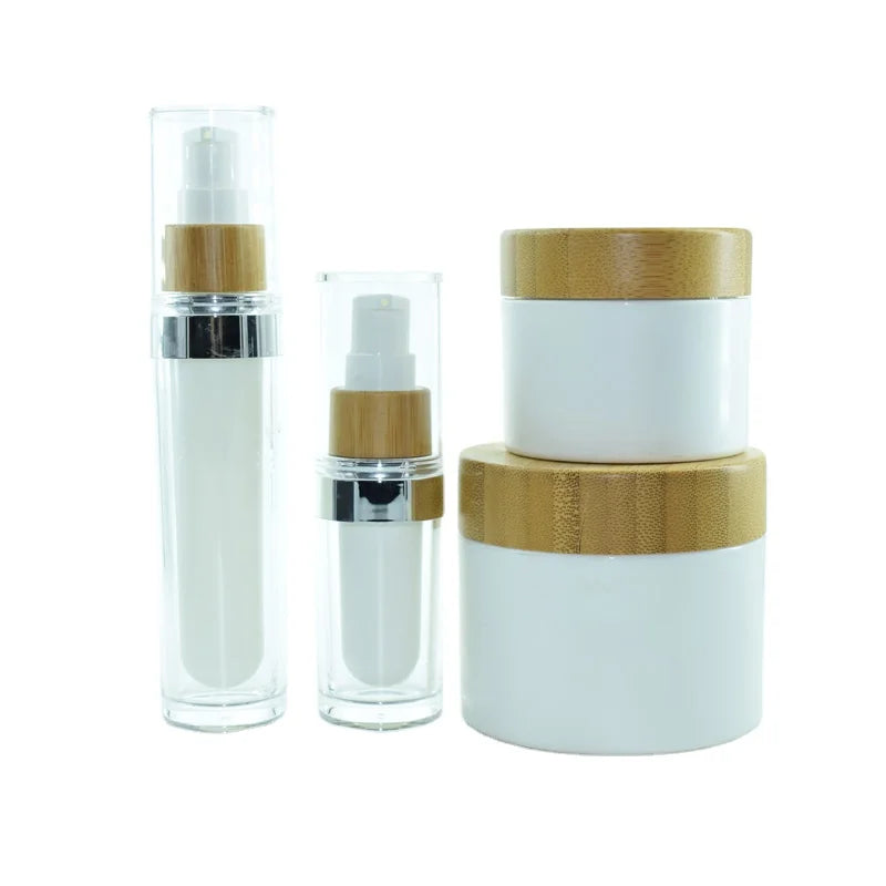 Best Cosmetic Packaging Gifts Body Lotion Plastic Container Bamboo Cosmetic Jars Cream 250g