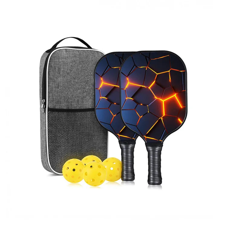 USAPA Approved Graphite Pickleball Paddle Set Comfort Grip 2 Paddles & 4 Balls Carbon Fiber Pickleball Paddles with CN Plugs