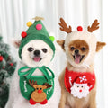Wholesale Manufactory Fashion Christmas Set Tie up Pet Costume Puppy Cat Hats Scarf Dog Bandana Bib