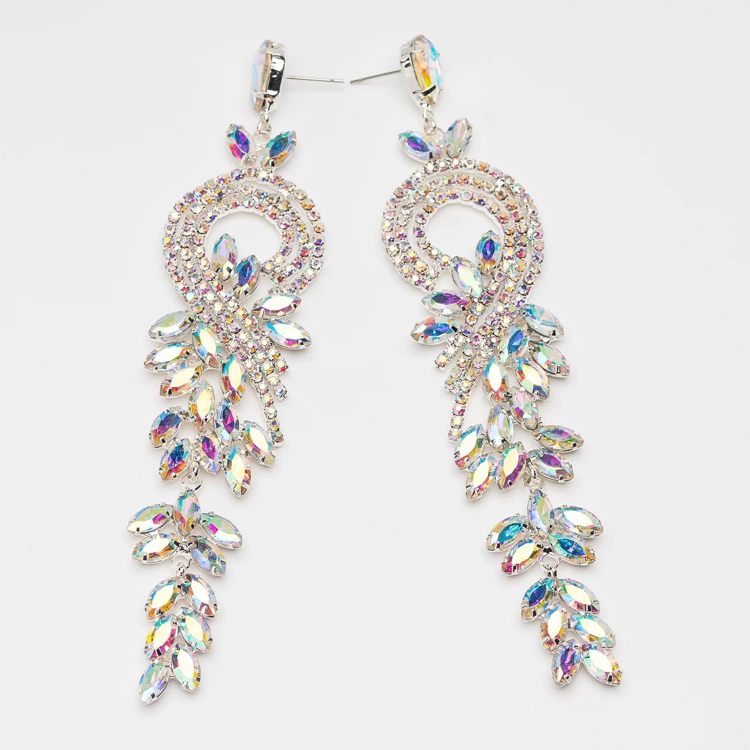 BOXUAN Luxury Gold-Plated Tassel Earrings Statement Evening Banquet Rhinestone Decor for Bride Wedding Dress Evening Gown