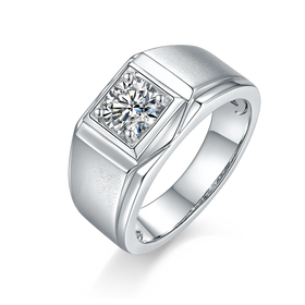 Somen Fashion Fine Jewelry 1CT D Grade VVS1 Platinum Plated S925 Sterling Silver Men's Moissanite Rings for Wedding