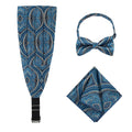 High Quality Men's Fashion Microfiber Woven Paisley Cummerbund Bow Tie Polyester Pocket Square Set