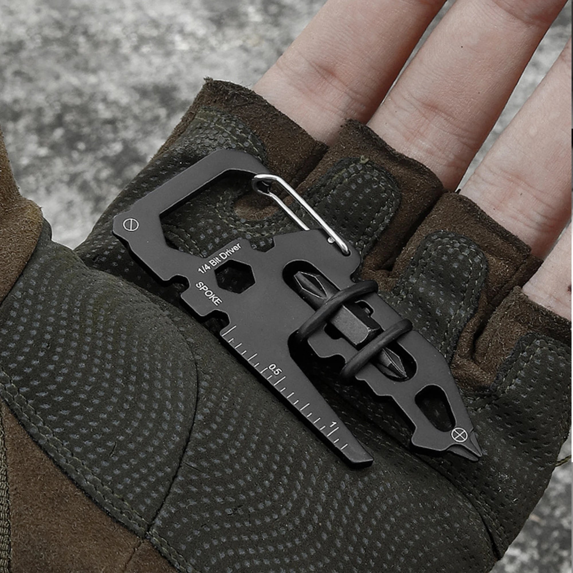 Industrial 15-in-1 Stainless Steel DIY Multi-Tool Card-Credit Card Size (2.9x1.2 Inch) EDC Keychain Survival Gear Bottle Opener