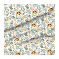 Jungle Friends White Girls Safari Animal Nursery Lion Elephant Giraffe Printed Eco-Friendly Chiffon Fabric for Dresses