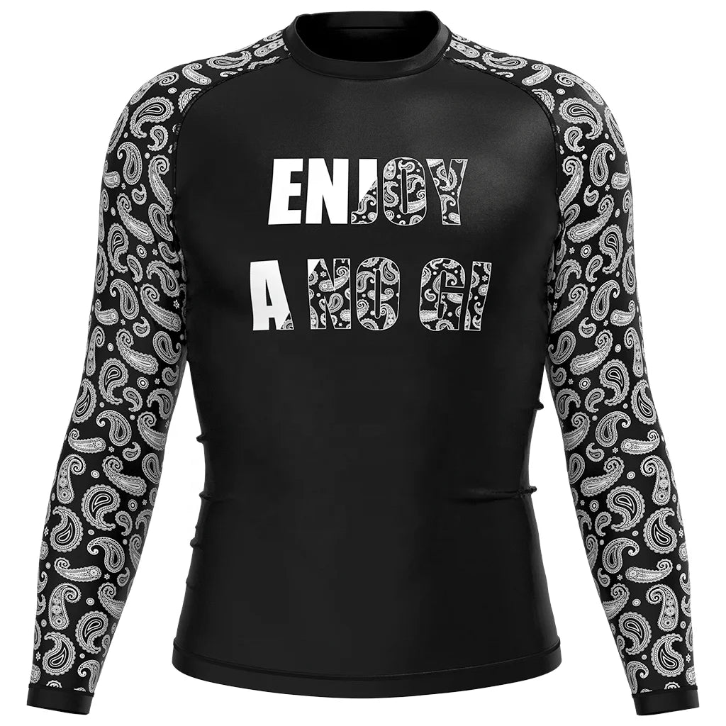 Custom Men's Rashguard Crew Neck Net Flatlock Stitch Anti-Abrasion 4-Way Stretch for Intense Sparring