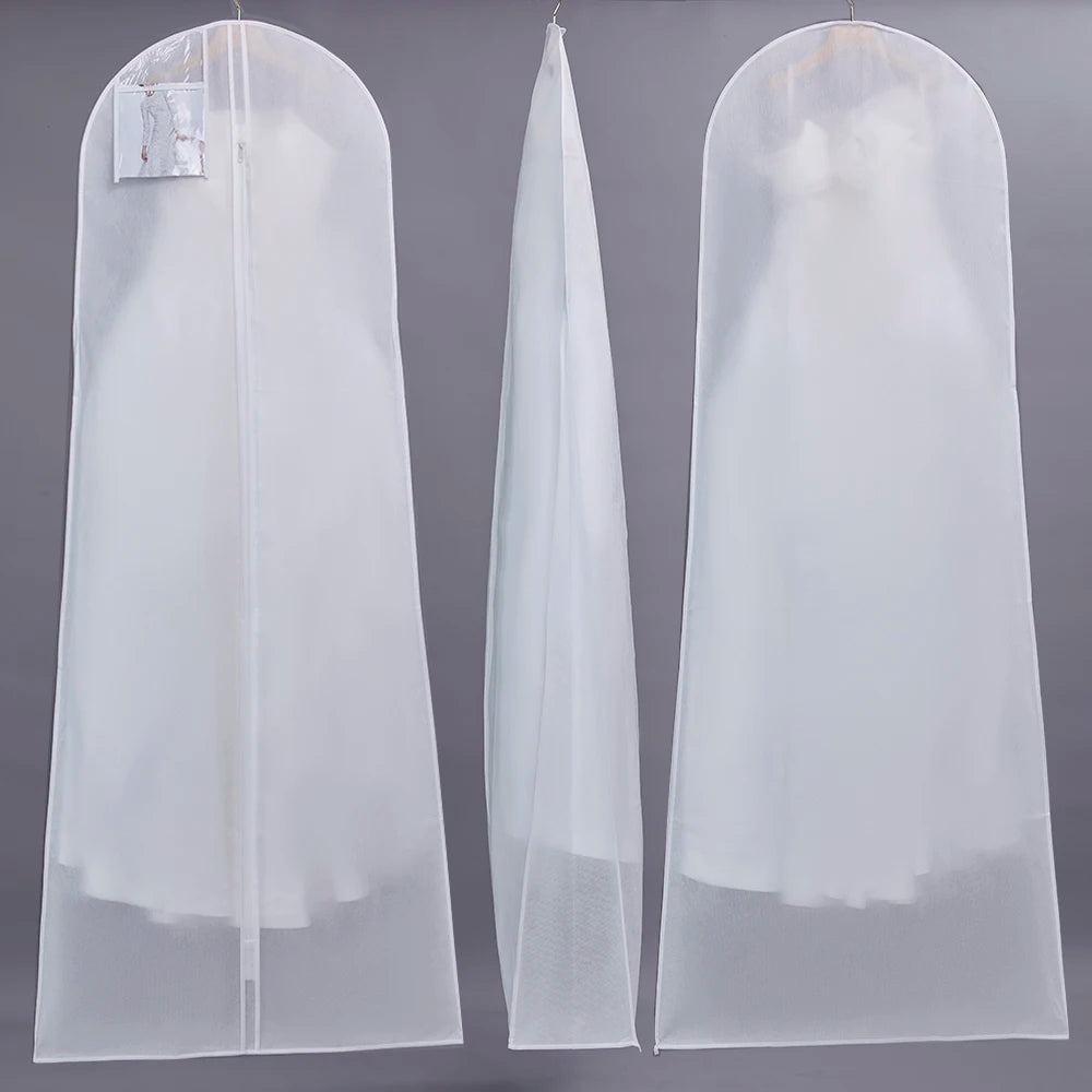 180CM White Non Woven Waterproof Wedding Dress & Suit Large Garment Bags with Custom Logo Great Cover for Storage