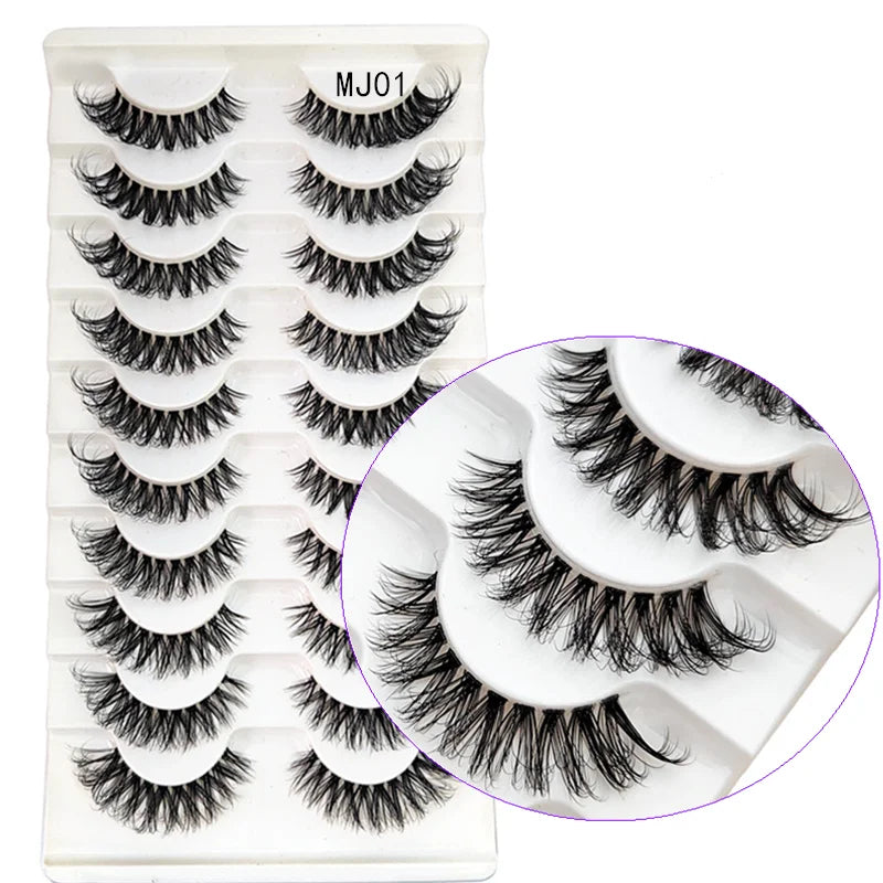 10 Pairs Natural False Eyelashes Manga Lashes 3d Faux Mink Lashes Soft Winged Natural Realistic Eyelash Extension