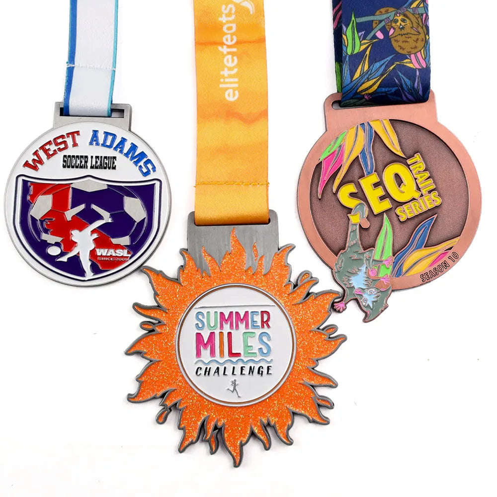 Custom Cheap Metal Sports Running Medals Holder Medallions with Ribbon