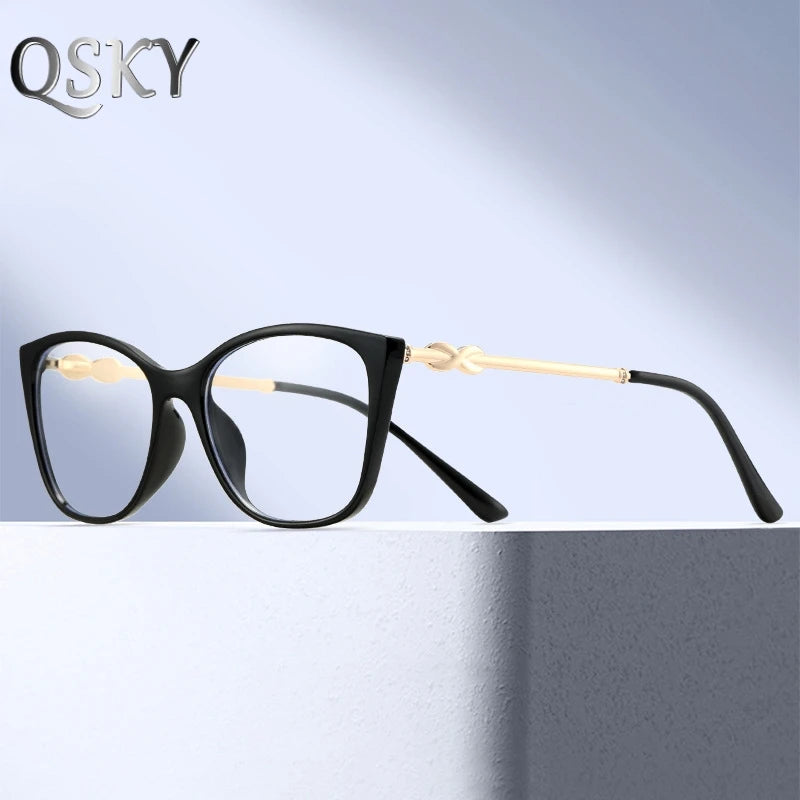 2025 New Metal Cat Eye Tr90 Frame Custom Crystal Uv400 Lens Eye Glasses Women Anti Blue Light Optical Glasses Frame Eyeglasses
