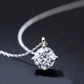 Women Jewelry 925 Sterling Silver with Gold Plated Moissanite Pendant Necklace 0.5ct/1ct/2 Carat Moissanite Diamond Necklace