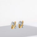 GT 925 Sterling Silver Needle Cross Shaped Earrings Gold Plated Earrings Women Jewelry Metal Earrings