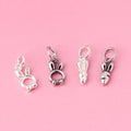 Tiny Cute 925 Sterling Silver Rabbit Charms Carrot Pendants for DIY Jewelry Making Supplies