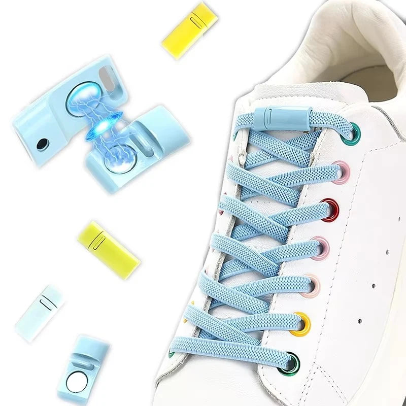 No Tie Shoe Laces Colorful Magnetic Lock Shoelaces Without Ties Elastic Laces Sneaker Kids Adult Widened Flat Shoelace