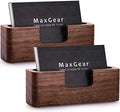 JUNJI Polished Pine Desk Business Card Holder Stand Handmade Wooden Business Card Display Board for Desktop Business Cards