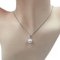 100% Nature Freshwater Pearl Pendant Necklace8.3-9 MM Perfect ROUND High LUSTER Pearl925 Silver Box Chain-18 Inch Length