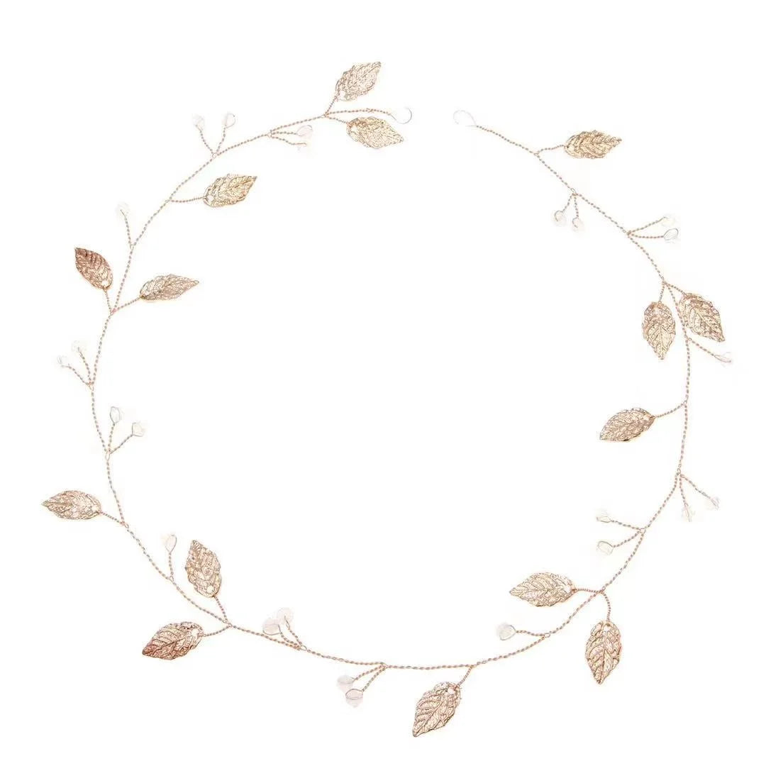 Factory Direct Sale Fashion Girl Party Headdress Birthday Gift Leaf Form Glass Hair Band