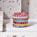 Abiding 3mm Colorful Gemstone Fashion Jewelry 925 Sterling Silver Engagement Wedding Eternity Band Rings for Women