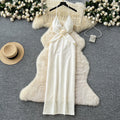 2025 Spring New Fashion V-neck Hollow Waist Design Strap Elegant Women's Dress