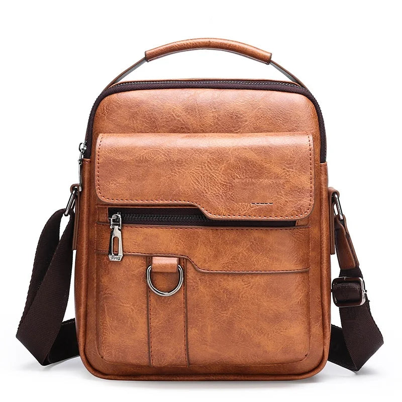Hot Sale Men's Business PU Leather Messenger Backpack Casual Outdoor Portable Sport Shoulder Bag Summer Fashion Style Custom