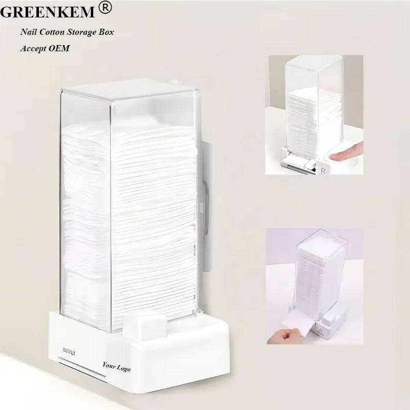 New Makeup Nail Storage Box Semi-automatic Press Type Beauty Special Dust-proof Wall Mounted Nail Cotton Storage Box