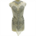WDP-455 in Stock Crystal Fringe Sparkling Rhinestone Patch Handmade Beaded Diamond Bodice Applique