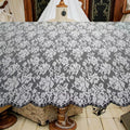 Delicate Ivory White Chantilly Lace Fabric Floral Embroidered French Eyelash Wedding Lace Fabric With Scalloped Edge