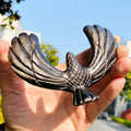 Wholesale Natural Black Obsidian New Arrive Eagle Shape  Crystal Craft Carvings Rotate for Decoration