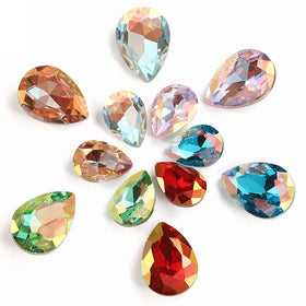 Drop Pointback LA Light Color Crystal Glass Loose Rhinestones Glue-On Technique for DIY Jewelry 3D Effect