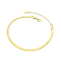 Etelleza New Stainless Steel 14K Gold Plated 4MM Flat Snake Chain Anklet Simple Chain Anklets for Women Gift