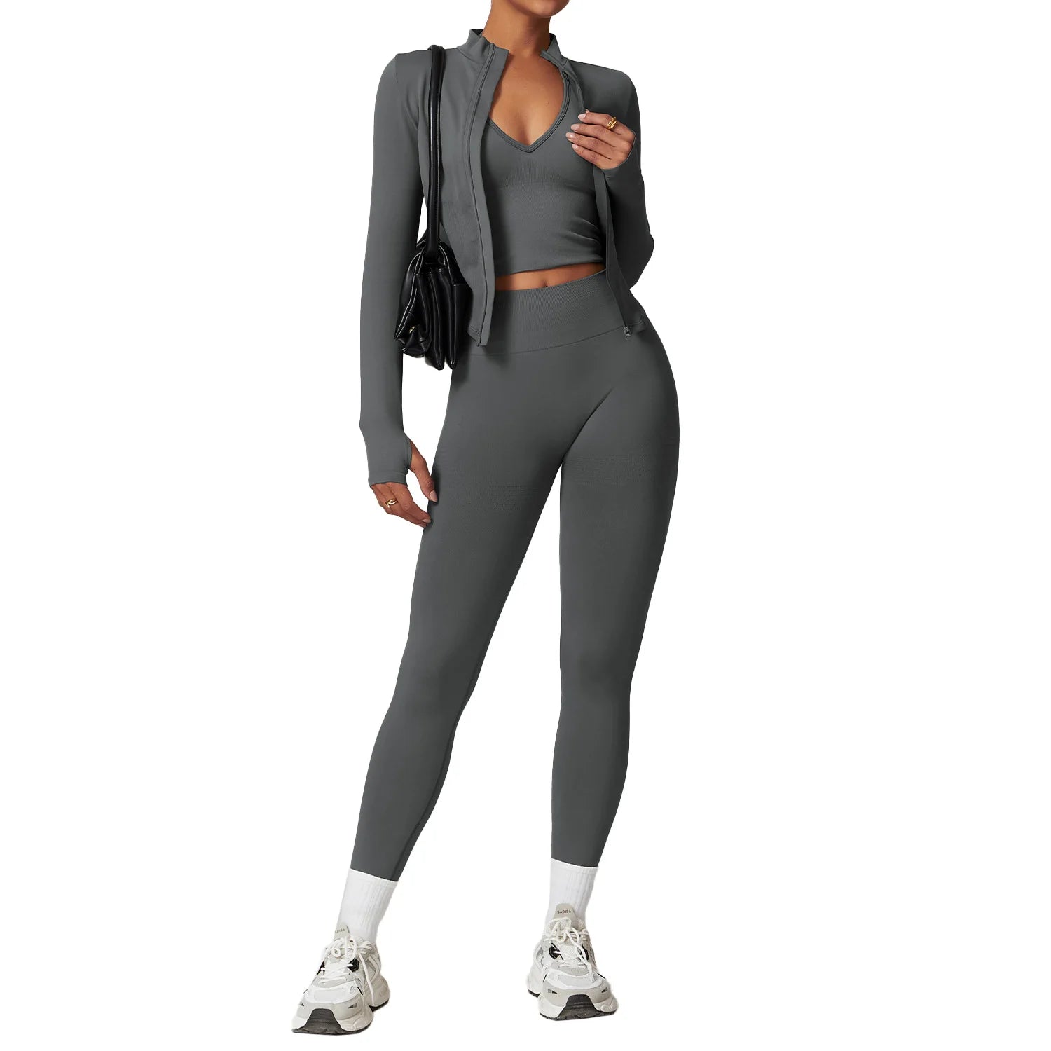 Ribbed Custom Gym Fitness 5 Piece Yoga Wear Fitness Gym Set Yoga Pants Jacket Workout Clothing Seamless Ribbed Yoga Sets