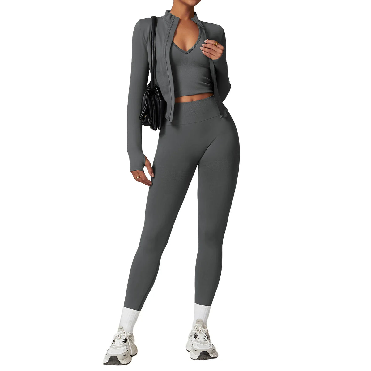 Ribbed Custom Gym Fitness 5 Piece Yoga Wear Fitness Gym Set Yoga Pants Jacket Workout Clothing Seamless Ribbed Yoga Sets MegaBDM