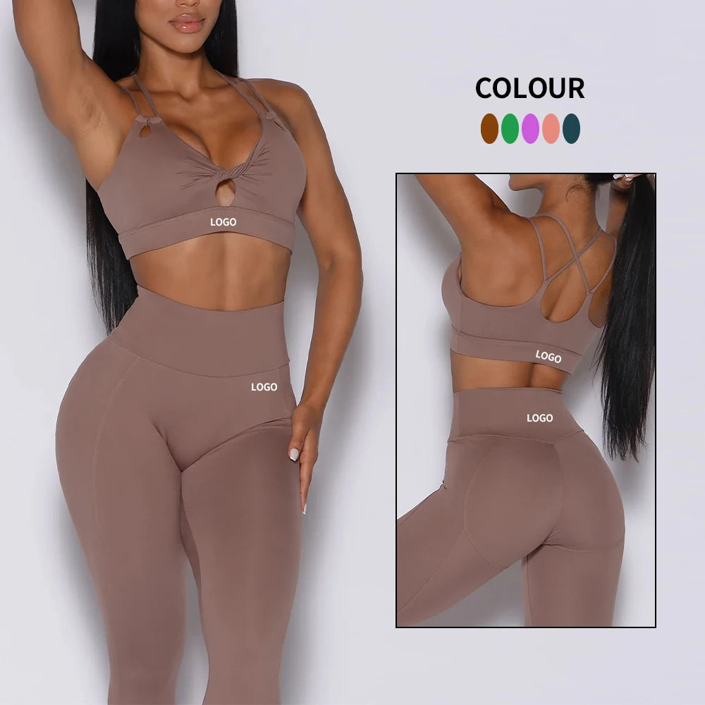 High Waisted Butt Lift Yoga Leggings Sets Four-Way Stretch 2 Piece Yoga Clothings Activewear Gym Fitness Sets