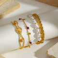 Fashion Women's 18k Gold-plated Stainless Steel Imitation Pearl Bracelet Waterproof Natural Stone Pendant Bead Bracelet Jewelry