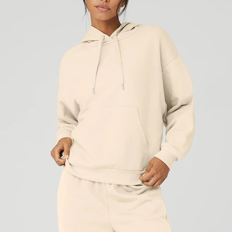 Wholesale 100% Cotton Women's Autumn Oversized Hoodies Custom Logo Embroidery Loose Terry Sweatshirts Printed Windproof