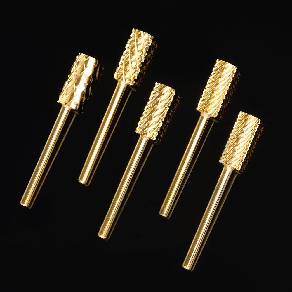 Small Barrel Bits Gold Coating Tungsten Carbide Nail Bit 3/32" Gel Removal Factory Wholesale Bit Nail Drill