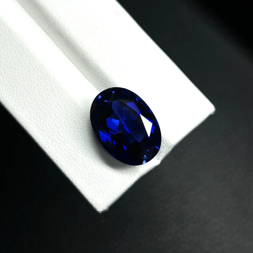 HQ Gems Oval Shape 5x7mm to 13x18mm Synthetic Royal Blue Sapphire Gemstone Corundum Stone