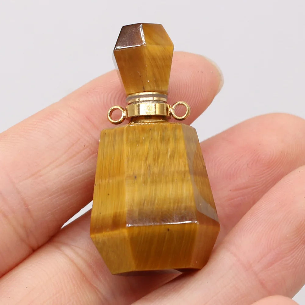 Hongzhuo Crystal yellow tiger eye luxury essential aromatherapy oil custom perfume bottles pendant