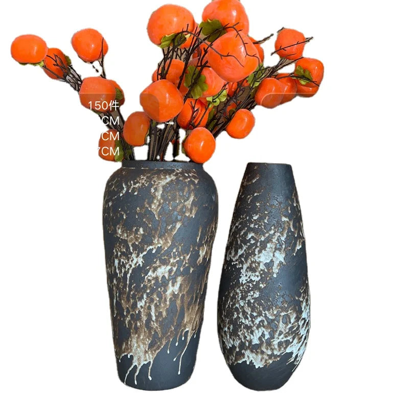 Antique Chinese Art Deco Ceramic Vase Rural Clay Tabletop Vase Decorative Indoor Outdoor Pottery H-37cm Black Brown From China