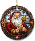 Christmas Indoor Window Gallery Wall Art Santa Claus Stained Glass Sun Catchers Plastic Acrylic Poster Hanging Decor